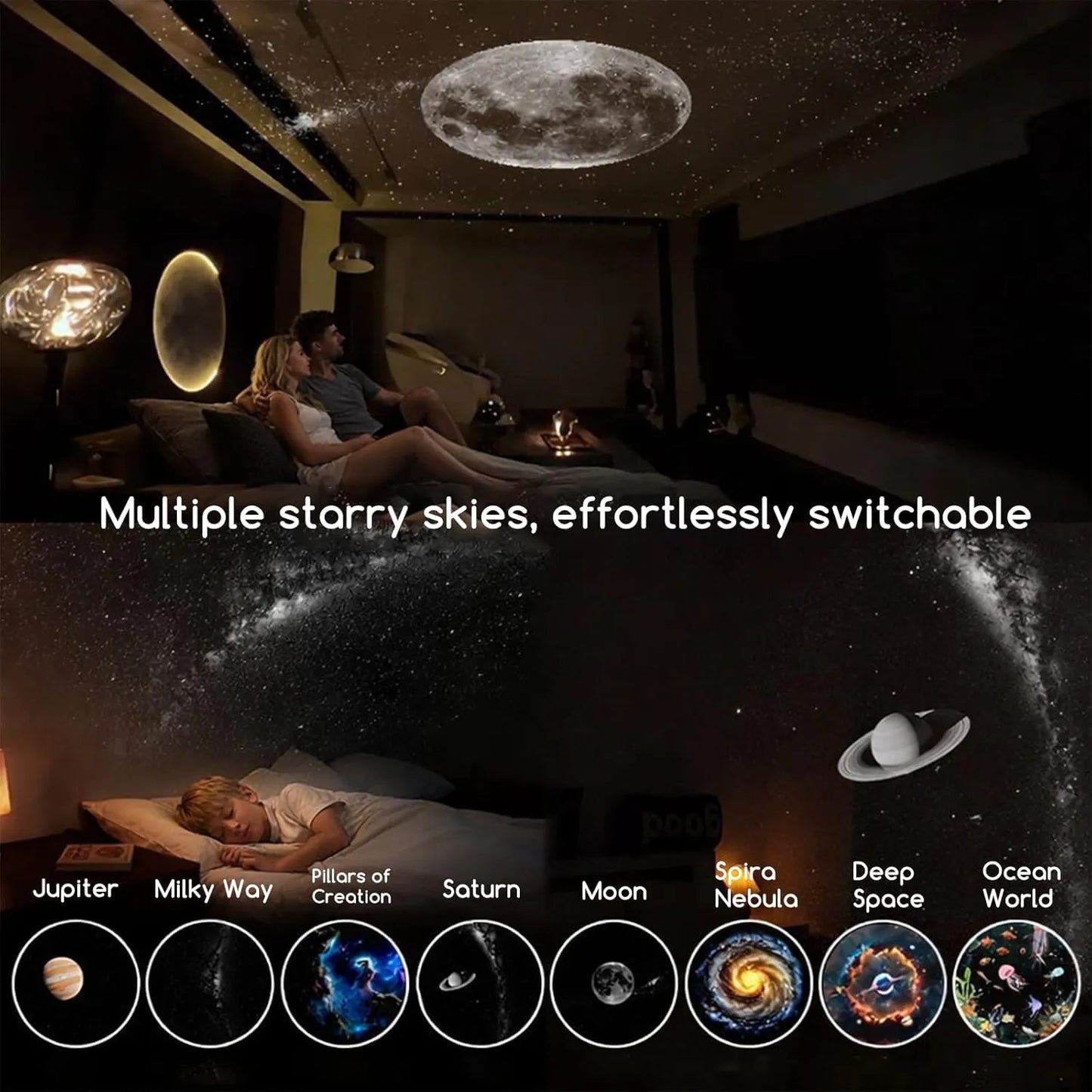 6-in-1 Galaxy Projector Night Light With 6 Projection Discs