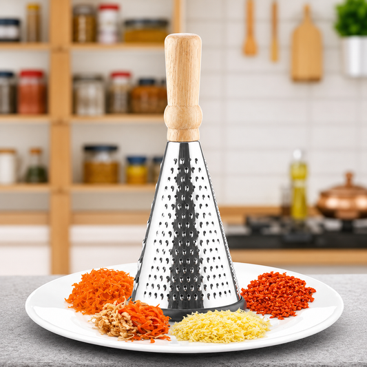 Stainless Steel conical Grater with Wooden Handle