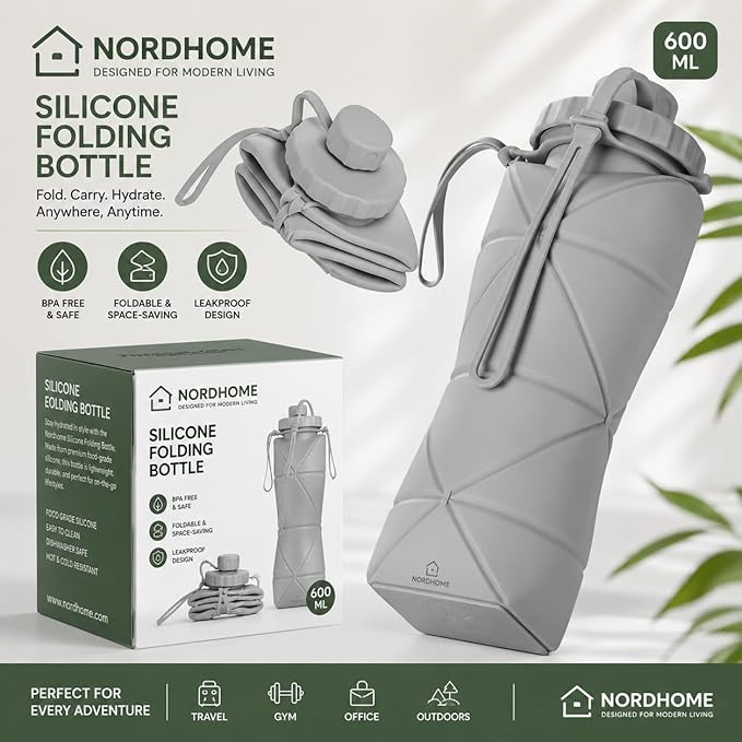 Silicone Foldable Water Bottle 600ml |