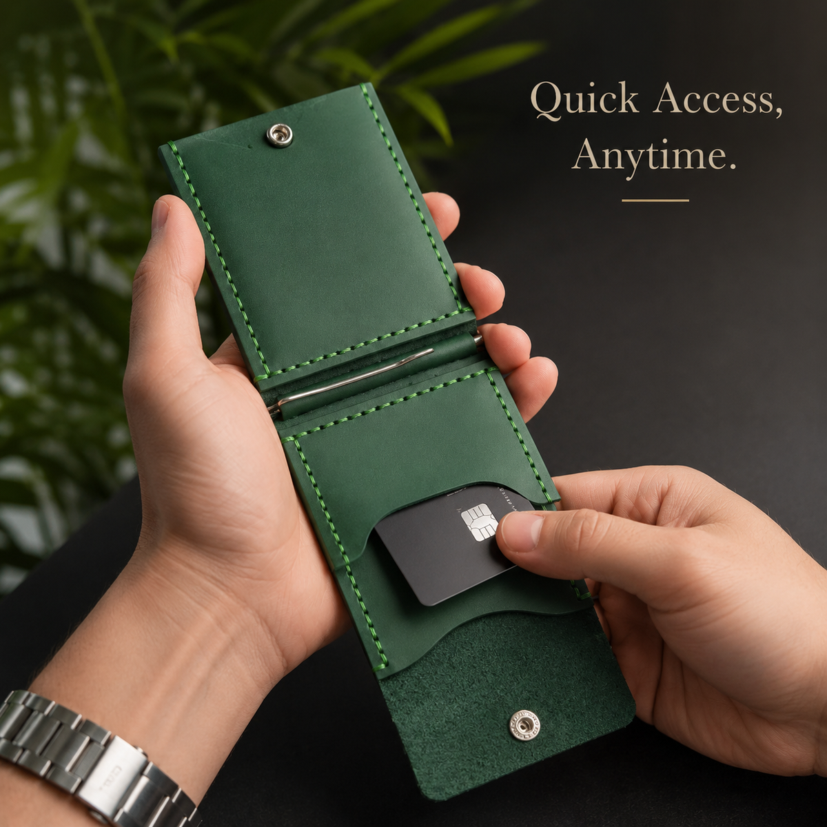 Matte Green Leather Wallet