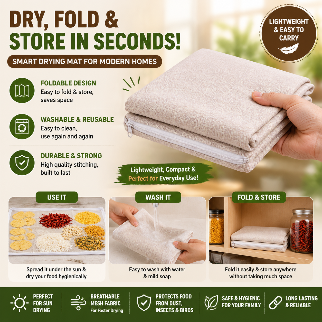 Universal Hygienic Sun Drying Mat for Masala