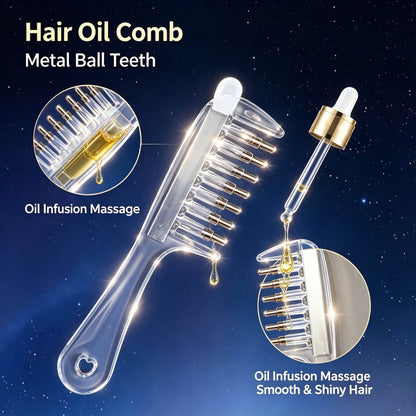 2-in-1 Hair Oil Applicator Comb with Roller Ball – Large Capacity Scalp Massager for Faster & Mess-Free Hair Oiling